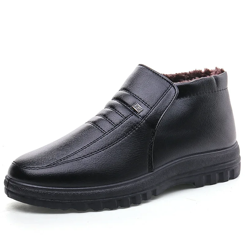 Men Shoes Office - メンズカジュアルレザーシューズ,ラージサイズ,ウォーム,コットン,ハイトップ,快適,足首,仕事,冬