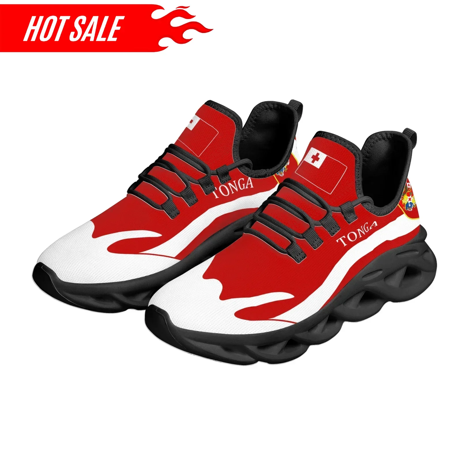 Men Shoes Red Bottom - 赤いトレンディなトンガ国旗デザインの国章プリント入りアウトドアスポーツシューズ厚底ブレードシューズ