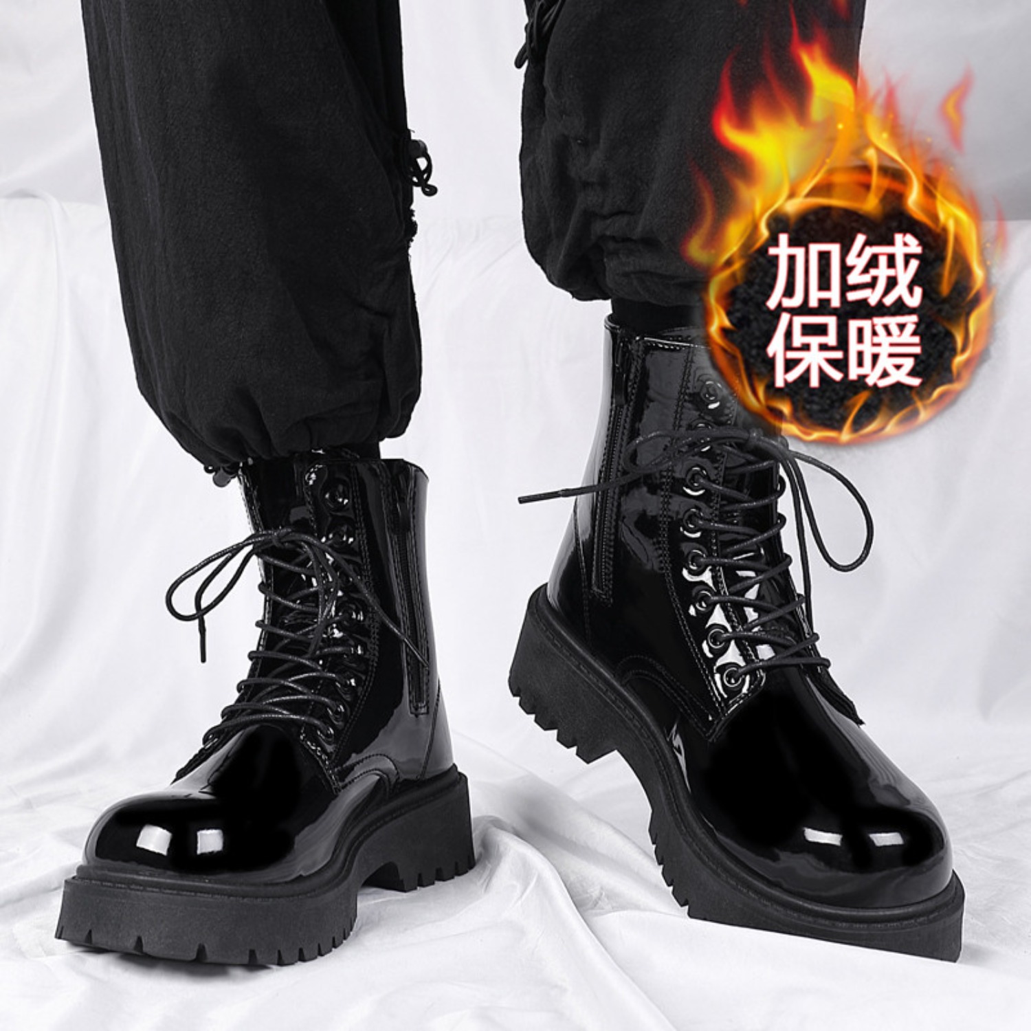 Men Shoes Office - メンズ暖かいプラッシュハイカットブーツ、冬用ソフトソール滑り止めアウトドアカジュアルブーツ、ファッショナブルなプラスサイズユニセックス快適スノーワークシューズ