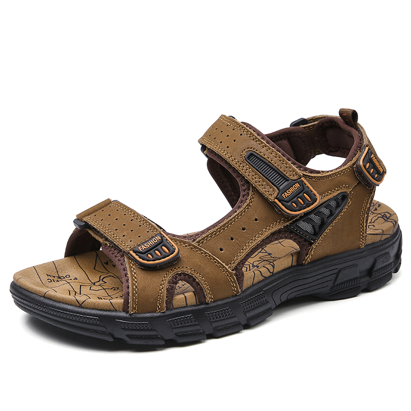 Men'S Shoes Clearance Sale - ホット販売夏のメンズサンダル屋外ノンスリップメンズビーチサンダル手作り本革紳士靴ファッション男性スニーカー