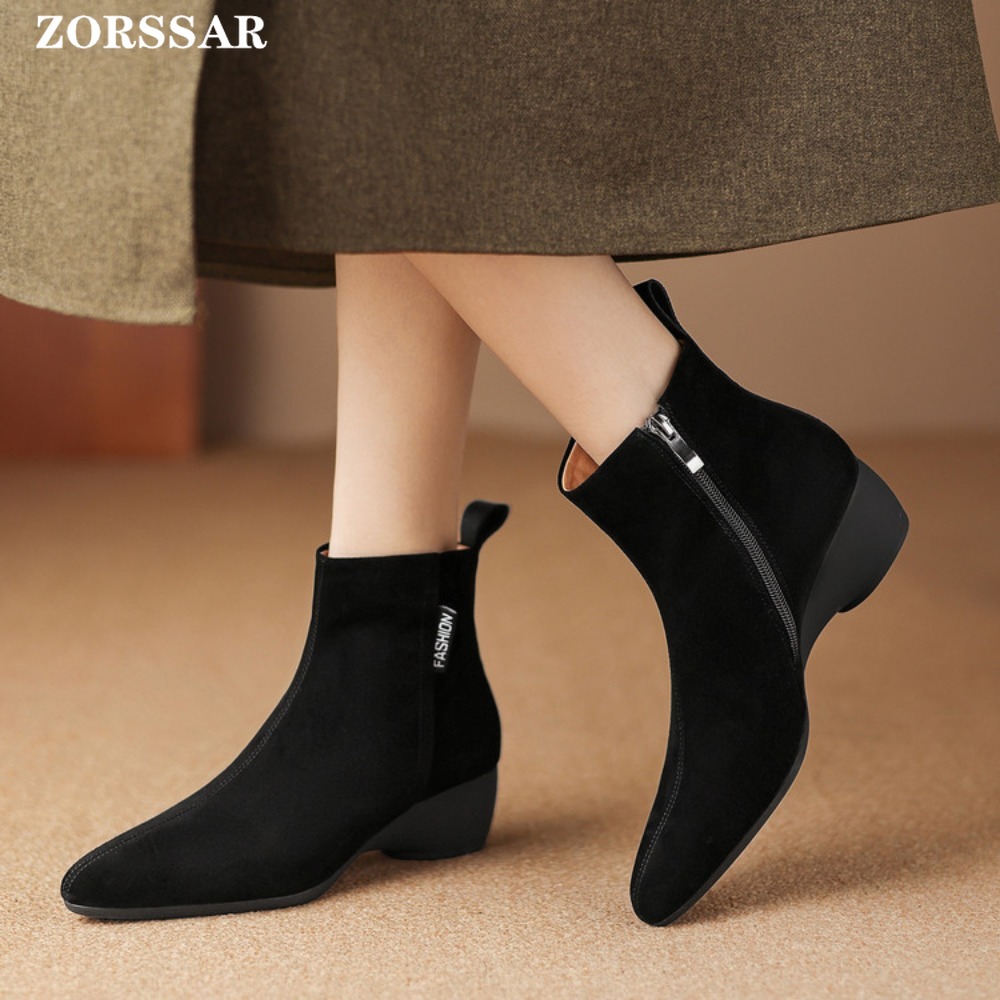 Chelsea Boots Suede - 2025年秋冬新作 レディースブーツ チェルシーブーツ ウェッジヒール レディースシューズ 冬