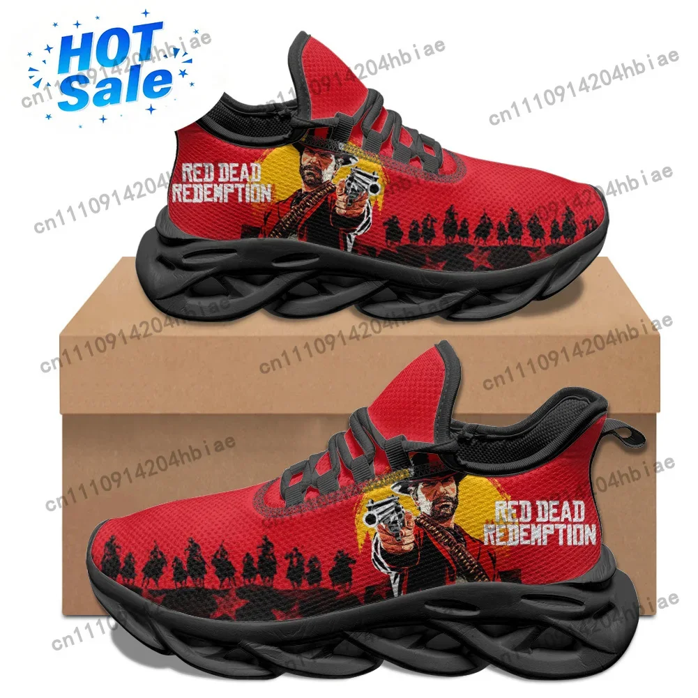 Men Shoes Red - レッド・デッド・リデンプション フラットスニーカー メンズ・レディース スポーツシューズ 高品質スニーカー カスタマイズシューズ