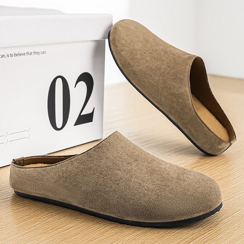 Men Shoes Office - メンズ新しいスリッポンミュールクローズドトゥソフトソールバックレスローファー快適な通気性オフィスカジュアルアウトドアシューズスリッパ男性