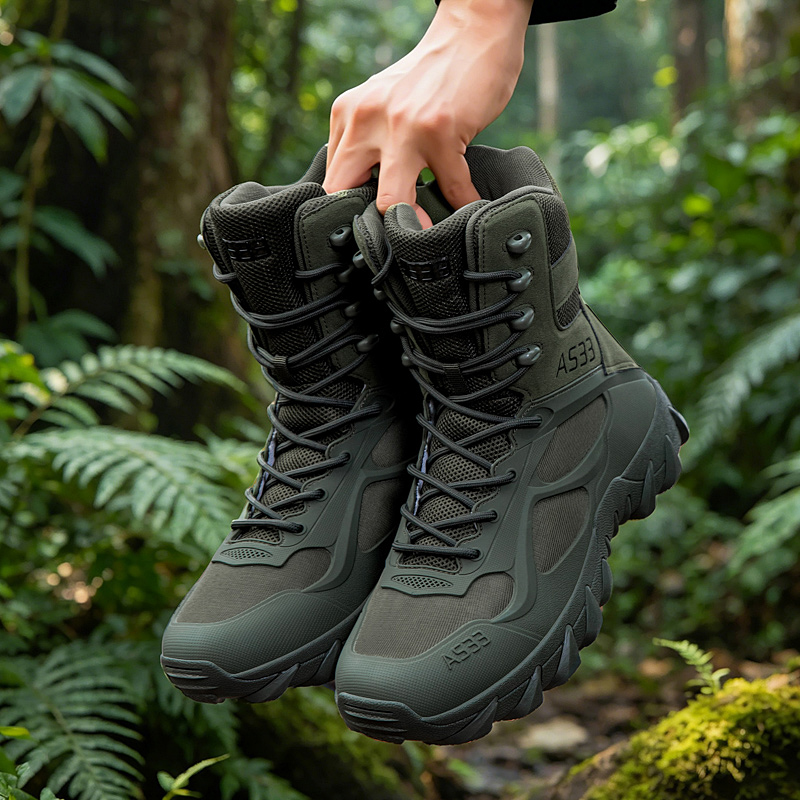Men'S Shoes Zipper - 男性の戦術的なブーツカジュアル超軽量トレーニング安全作業防水屋外男性軍ブーツ迅速な応答足首狩猟ブーツ