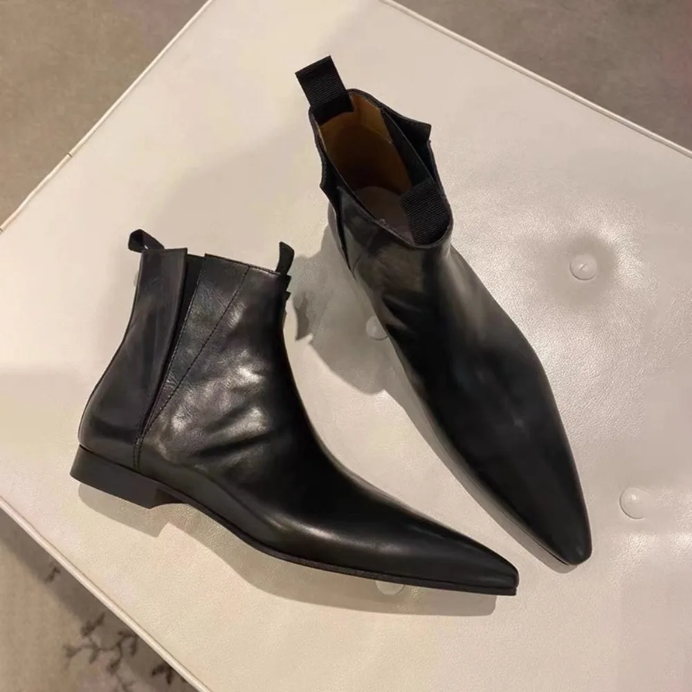 Chelsea Boots Suede - 高級レディースショートブーツ秋/冬本革ポインテッドチェルシーブーツ女性用ドレスシューズデザイナーモダンブーツブランド