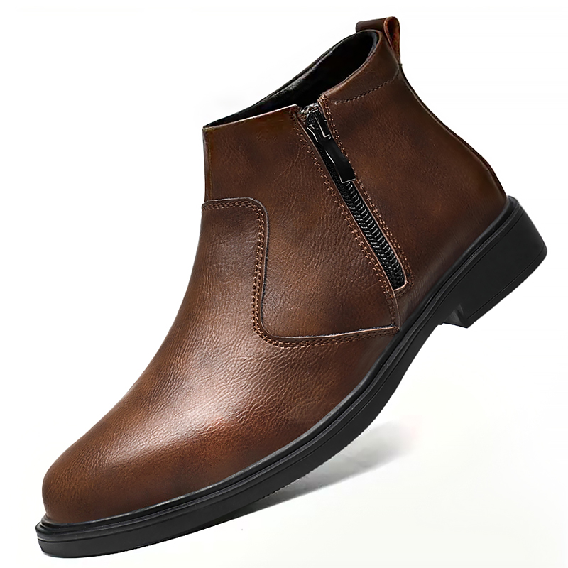 Men Shoes Type - 秋と冬の新しいメンズハイカットレザーシューズ、ジッパー付きレザーブーツ、ファッショナブルで多用途なビジネスカジュアルシューズ、メンズフォーマルシューズ、チェルシーブーツ