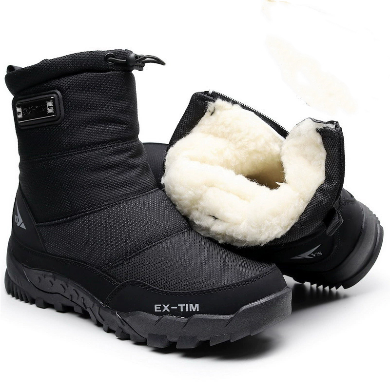 Men'S Shoes Zipper - 暖かい冬用プラッシュスノーブーツ メンズ レディース アウトドアウィンターブーツ 防水コットンシューズ 耐摩耗性と滑り止めアンクルブーツ