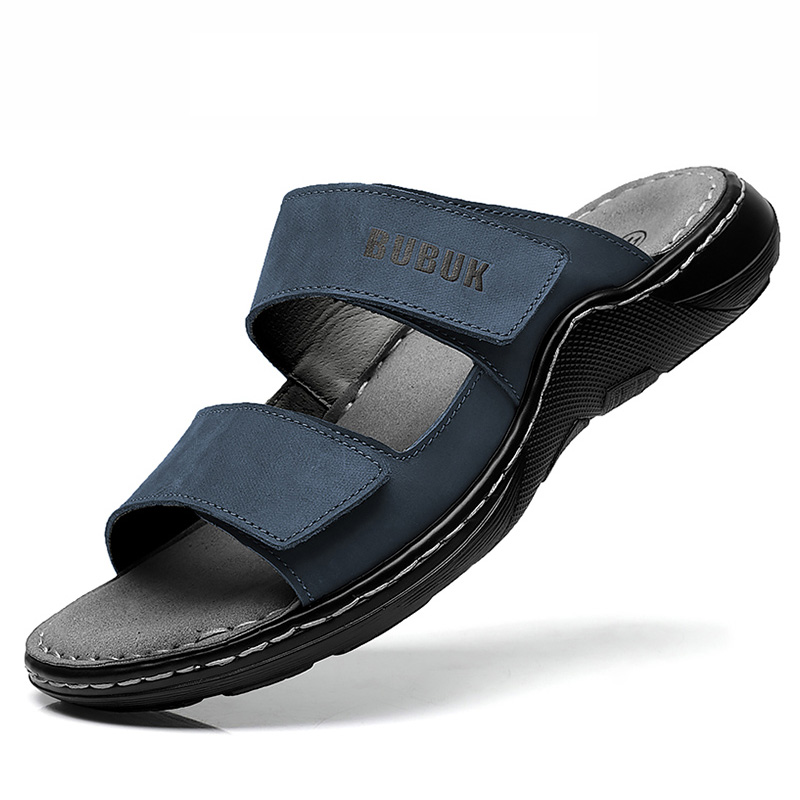 Men'S Shoes Qn - 第一層牛革メンズスポーツサンダル、オープントゥアウトドア滑り止めサンダル、カジュアルメンズシューズ、アウトドアファッションビーチシューズ、李