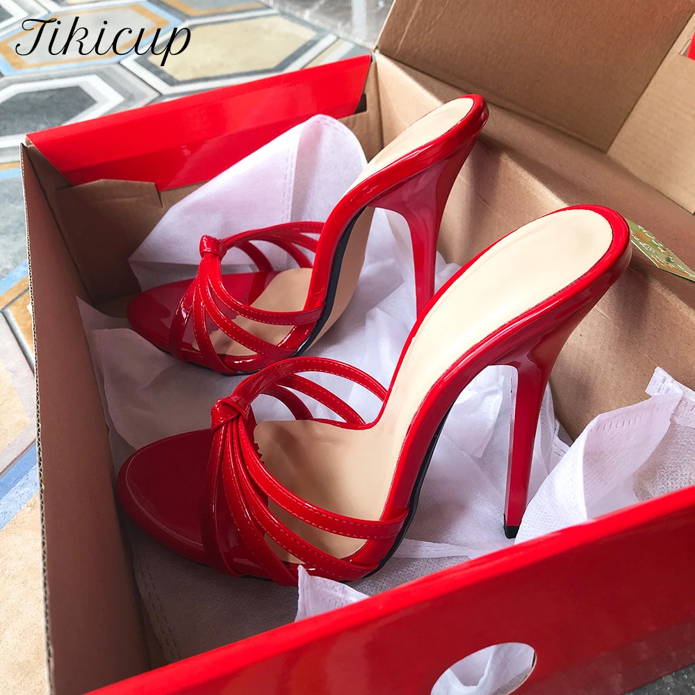 Men Shoes Red - ティキカップ セクシー 13cm エクストリームハイヒール サマースリッパ レディース