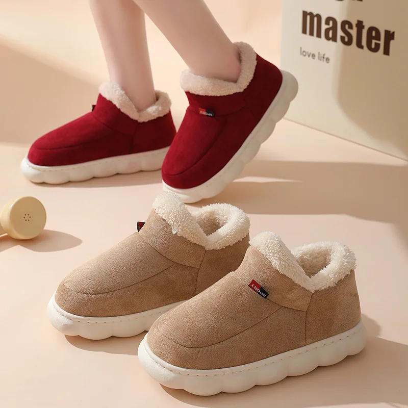 Men Shoes Winter - 2025年冬用メンズカジュアルハウスシューズ、レディースアウトドア用暖かいコットンシューズ、女性用室内用プラッシュパッド入りスリッパ