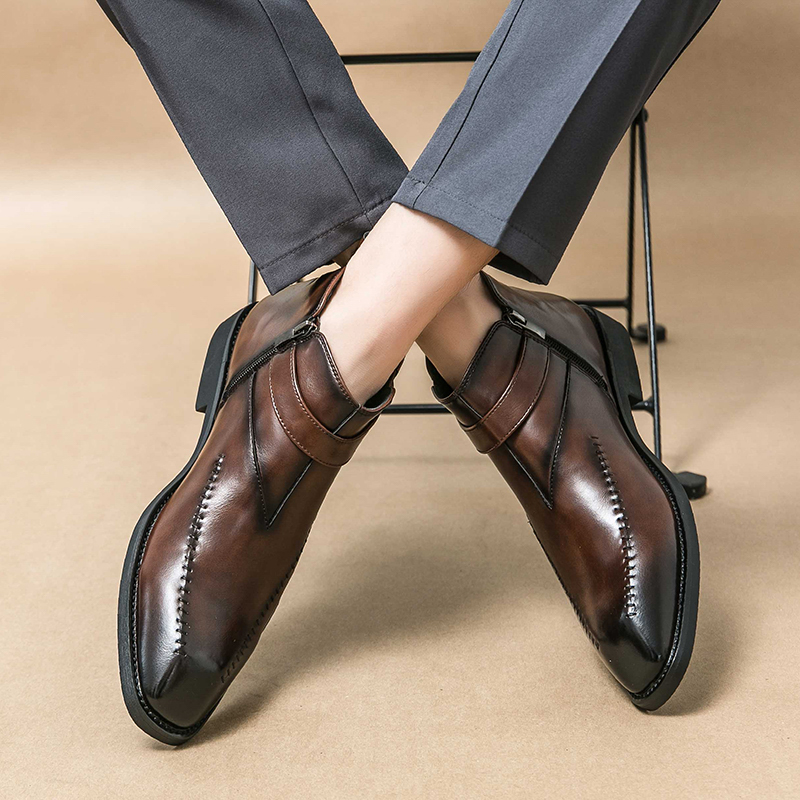 Men'S Shoes Quality Brands - ファッショナブルで柔らかく快適なチェルシーブーツ、ブランドのハイカットビジネス通勤用レザーシューズ、高品質メンズレザーブーツ