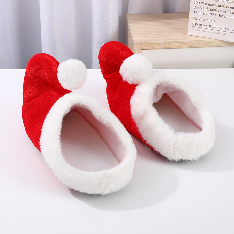 Men Shoes Red - クリスマススリッパ 滑り止め付き 赤いプラッシュ サンタクロース エルフデザイン 居心地の良い室内用シューズ