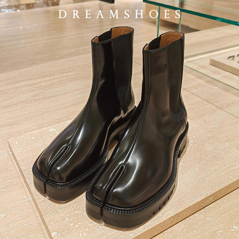 Chelsea Boots Suede - 2026 レトロ スプリットトゥ アンクルブーツ パテントレザーシューズ タビ