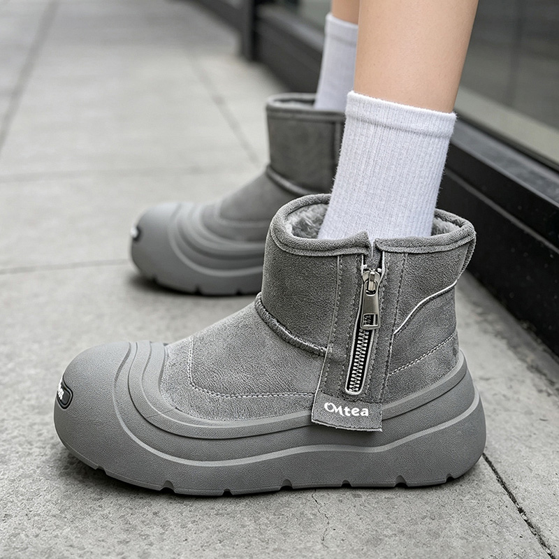 Men'S Shoes Zipper - メンズスノーブーツ、暖かいフリース裏地付き、カップル向けの多用途アウトドアコットンシューズ、厚手のフード、便利なジッパー、冬の屋内および屋外での使用に適しています。