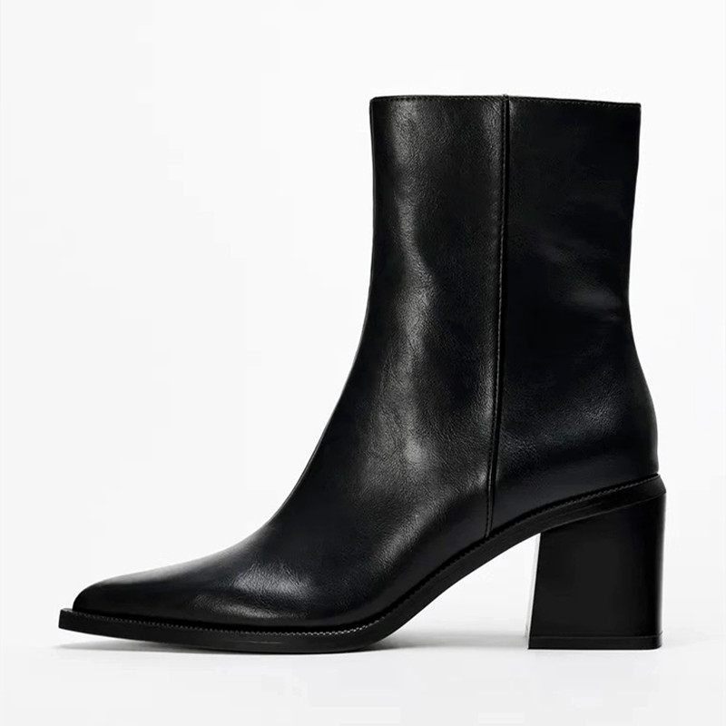 チャンキーヒールソフトレザーチェルシーブーツ女性セクシーな尖 - Chelsea Boots Suede のレビューと価格