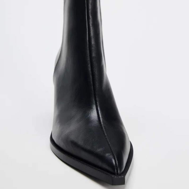 チャンキーヒールソフトレザーチェルシーブーツ女性セクシーな尖 - Chelsea Boots Suede のレビューと価格