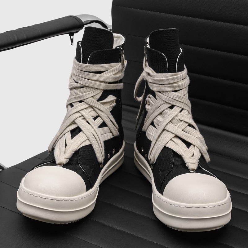 高品質メンズハイトップキャンバススニーカークロスレース厚底黒 - Men'S Shoes Qn のレビューと価格