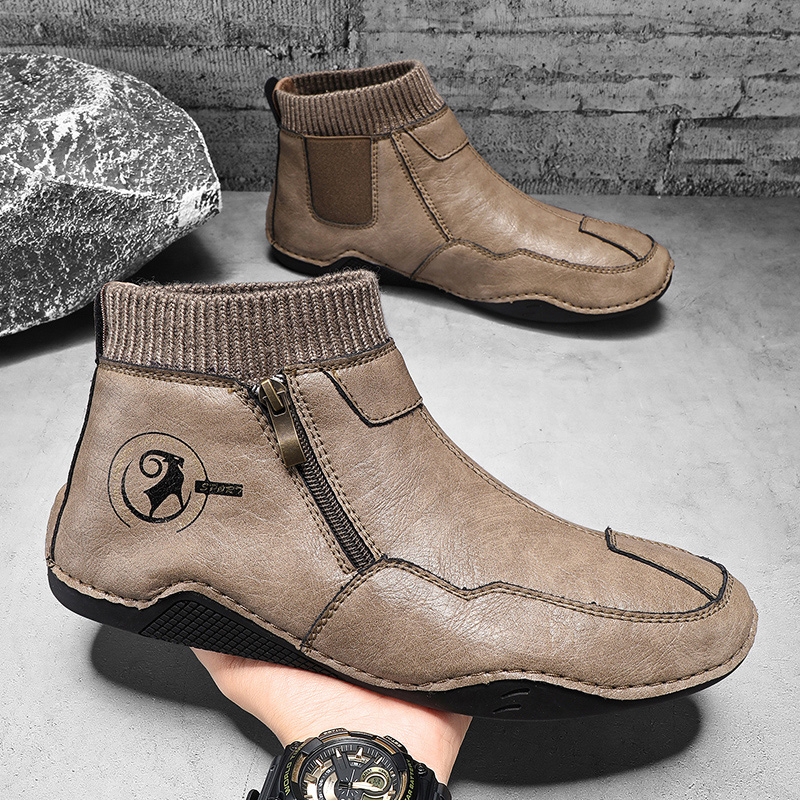 秋冬メンズソフトソールソフトトップカジュアルブーツファッショ - Men'S Shoes Zipper のレビューと価格