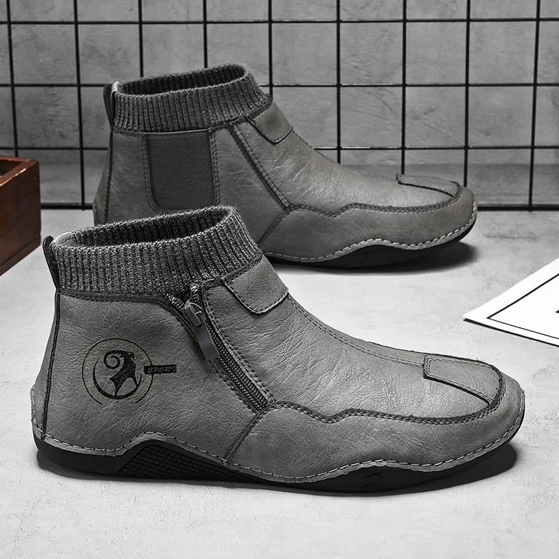 秋冬メンズソフトソールソフトトップカジュアルブーツファッショ - Men'S Shoes Zipper のレビューと価格