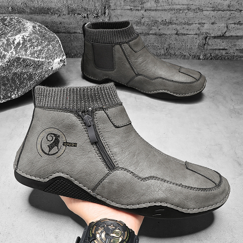 秋冬メンズソフトソールソフトトップカジュアルブーツファッショ - Men'S Shoes Zipper のレビューと価格