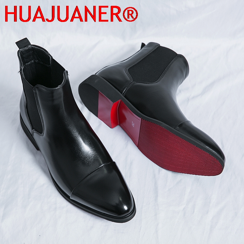 英国スタイルのメンズブラックチェルシーブーツ、レディース本革 - Men Shoes Red Bottom のレビューと価格