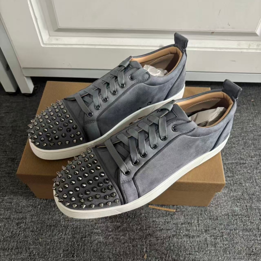 グレーフランネルレザーレッドソールスニーカー レディース メ - Men Shoes Red のレビューと価格