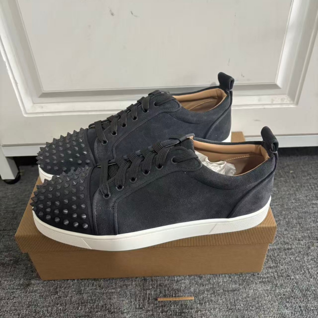 グレーフランネルレザーレッドソールスニーカー レディース メ - Men Shoes Red のレビューと価格