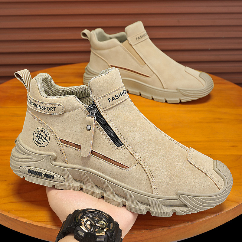 メンズカジュアルジッパー付きショートブーツ スポーツ アウト - Men'S Shoes Zipper のレビューと価格