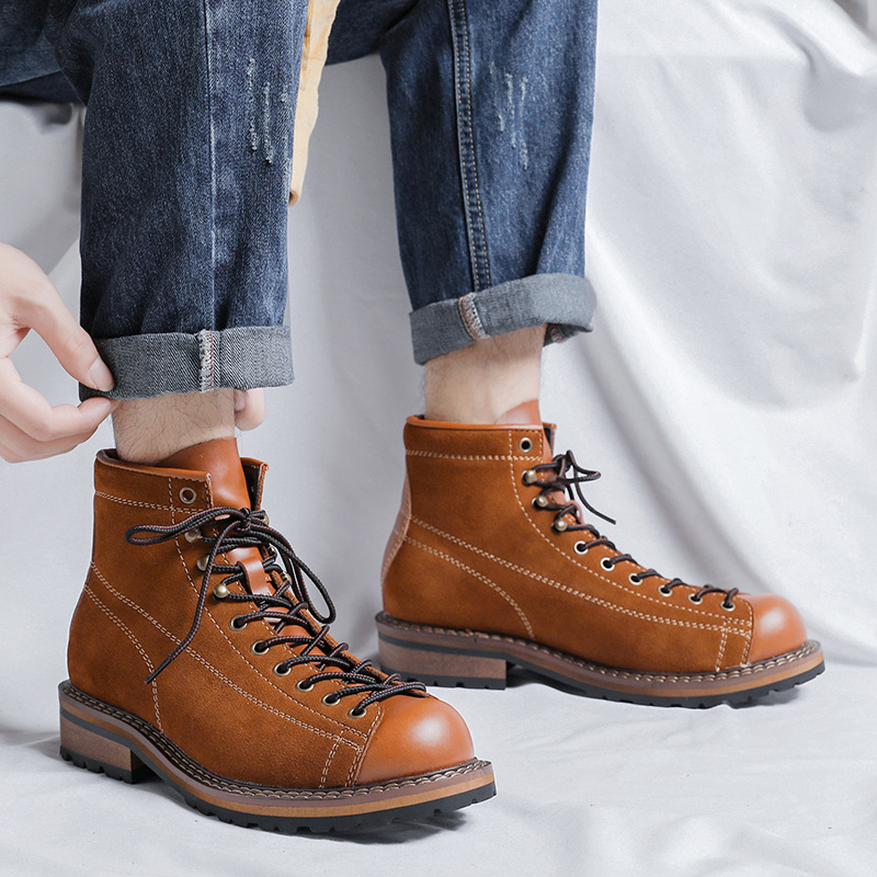 ハイキングシューズメンズウォーキングブーツ英国厚底牛革ハイト - Chelsea Boots Suede のレビューと価格