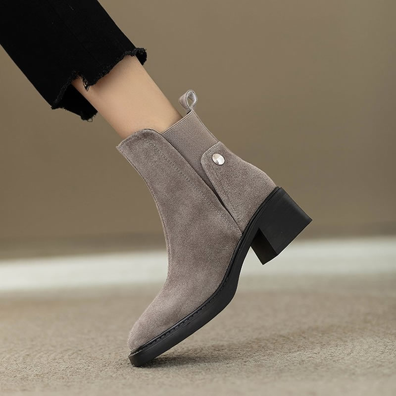 スエードレディースチャンキーアンクルブーツファッションハイヒ - Chelsea Boots Suede のレビューと価格