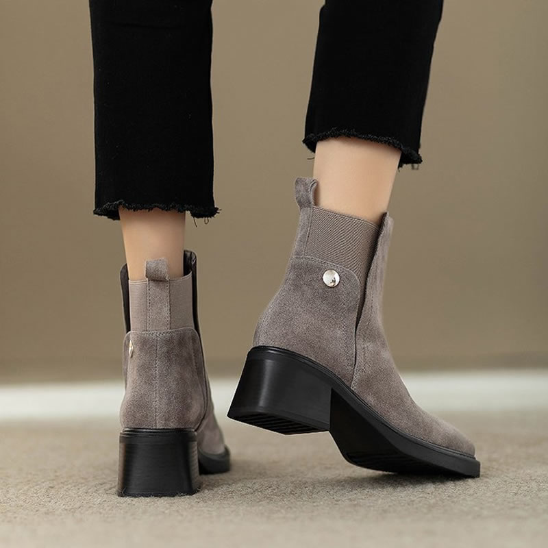 スエードレディースチャンキーアンクルブーツファッションハイヒ - Chelsea Boots Suede のレビューと価格