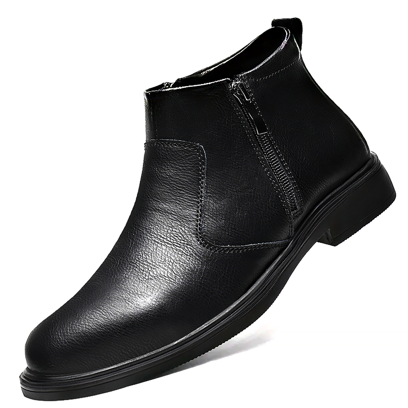 秋と冬の新しいメンズハイカットレザーシューズ、ジッパー付きレ - Men Shoes Type のレビューと価格