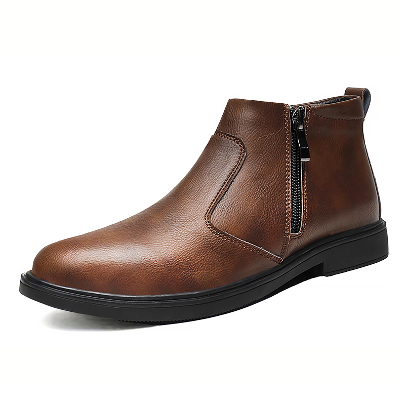 秋と冬の新しいメンズハイカットレザーシューズ、ジッパー付きレ - Men Shoes Type のレビューと価格