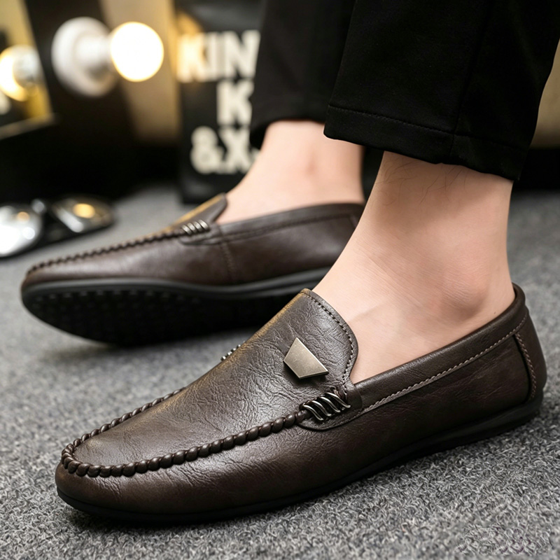 英国風メンズレザーシューズ ミニマリスト スリッポン カジュ - Men'S Shoes Qn のレビューと価格