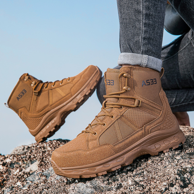 メンズミリタリータクティカルブーツアーミーブーツ男性サイドジ - Men'S Shoes Zipper のレビューと価格