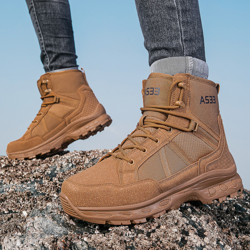 メンズミリタリータクティカルブーツアーミーブーツ男性サイドジ - Men'S Shoes Zipper のレビューと価格