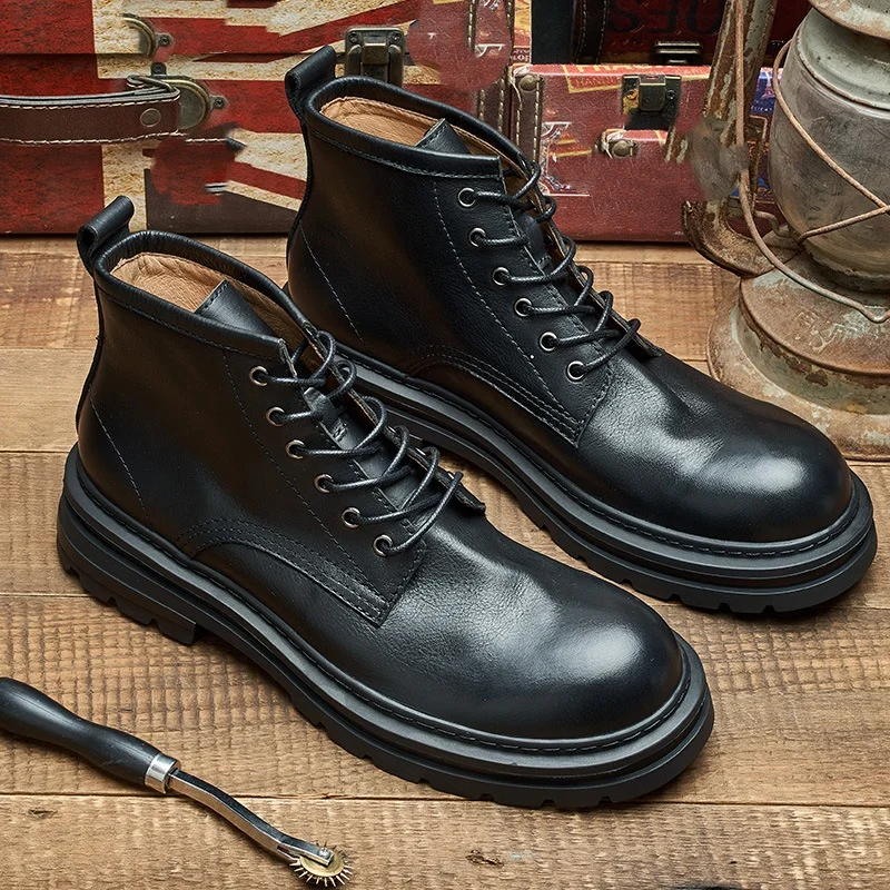 メンズレトロアンクルレザーブーツ高級ブランド品質手作り本革快 - Men'S Shoes Quality Brands のレビューと価格