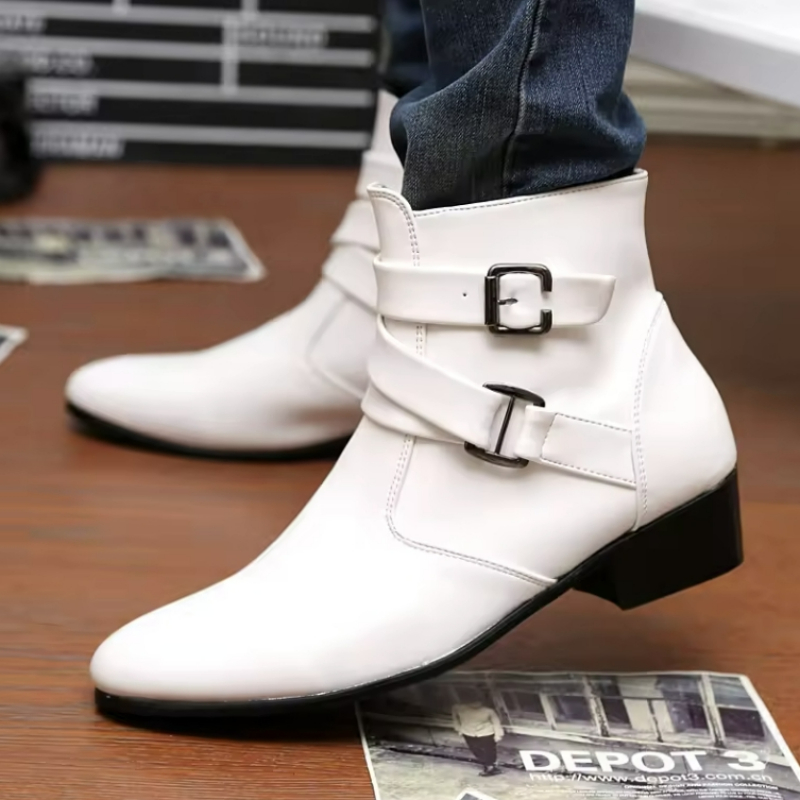 高級メンズブーツレザーチェルシーブーツハイトップバックルスト - Chelsea Boots Suede のレビューと価格