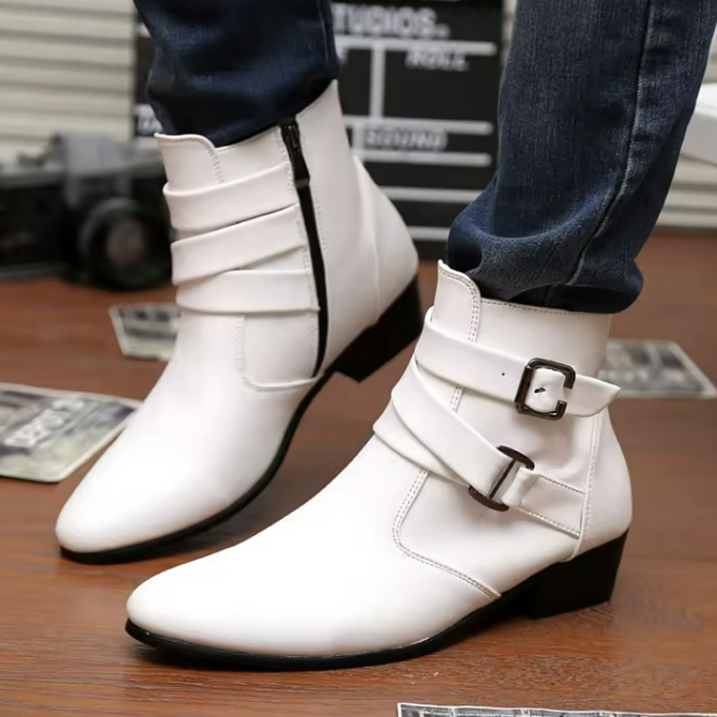 高級メンズブーツレザーチェルシーブーツハイトップバックルスト - Chelsea Boots Suede のレビューと価格