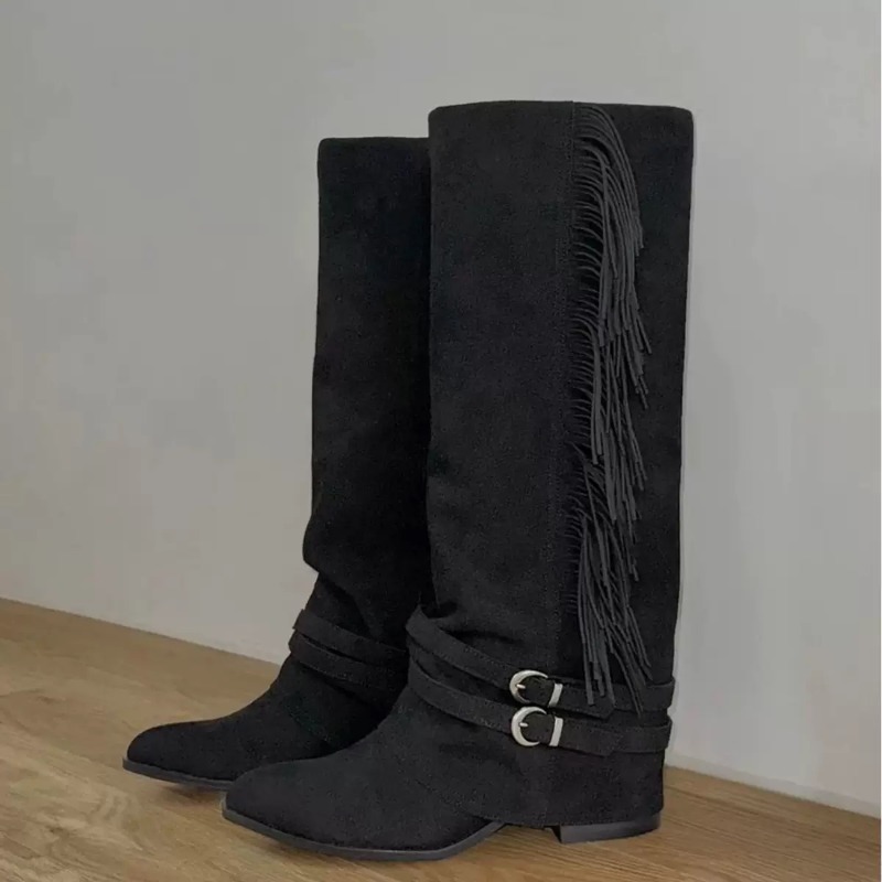 女性ニーハイブーツタッセルデザインロングブーツ高品質スエード - Chelsea Boots Suede のレビューと価格