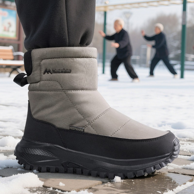 メンズブーツ暖かいスノーブーツ防水滑り止め冬靴サイドジッパー - Men'S Shoes Zipper のレビューと価格