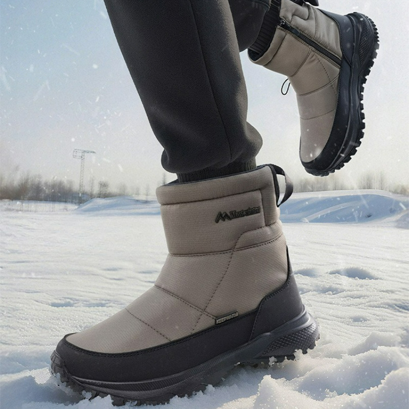 メンズブーツ暖かいスノーブーツ防水滑り止め冬靴サイドジッパー - Men'S Shoes Zipper のレビューと価格