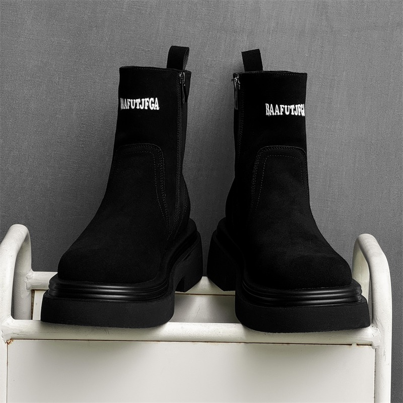 冬ヨーロッパアメリカレトロ厚底サイドジッパー身長アップハイエ - Men'S Shoes Zipper のレビューと価格