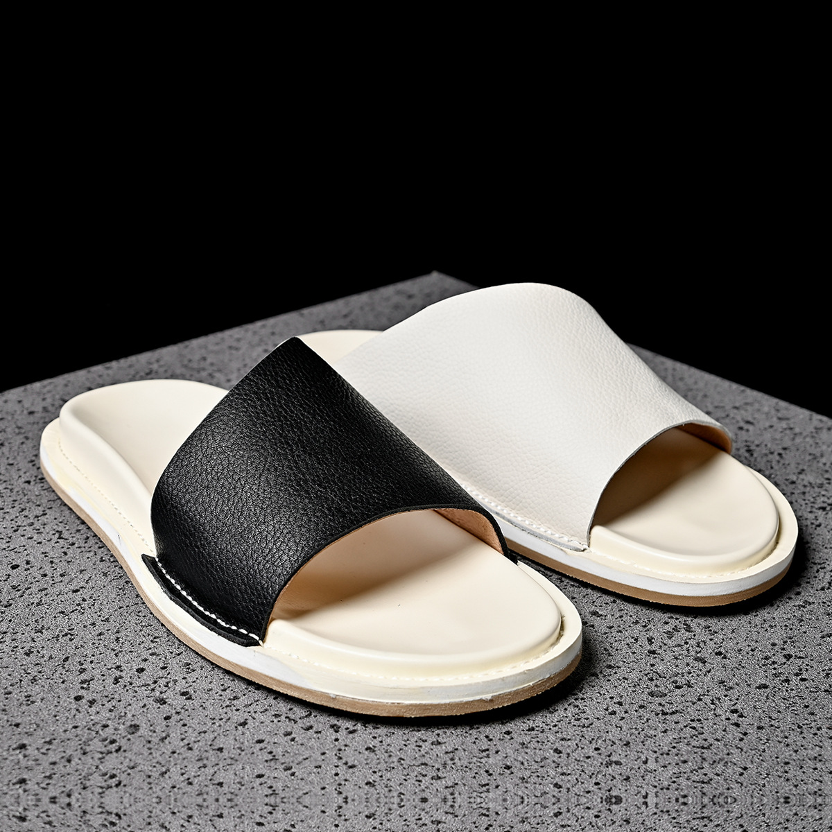 高品質ソフトメンズ本革スリッパ2025夏カジュアル快適シュー - Men'S Shoes Qn のレビューと価格