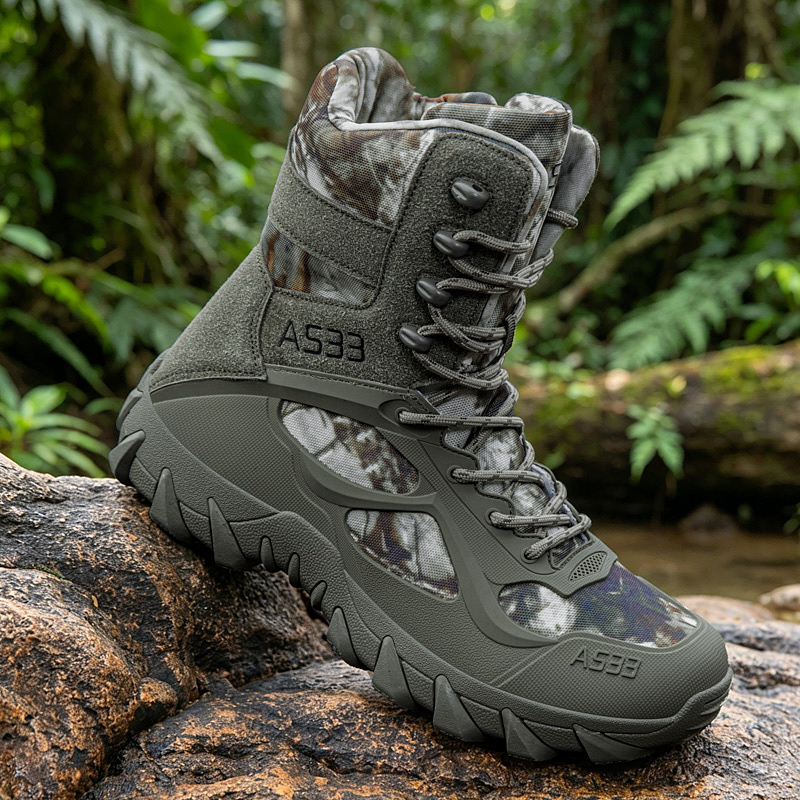男性の戦術的なブーツ屋外超軽量安全足首通気性男性軍ブーツレー - Men'S Shoes Zipper のレビューと価格