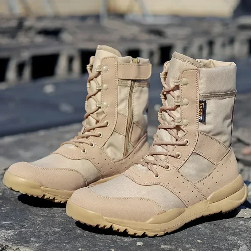 夏の戦闘訓練ブーツ作業靴軽量メッシュ通気性軍事戦術ブーツプラ - Men'S Shoes Zipper のレビューと価格