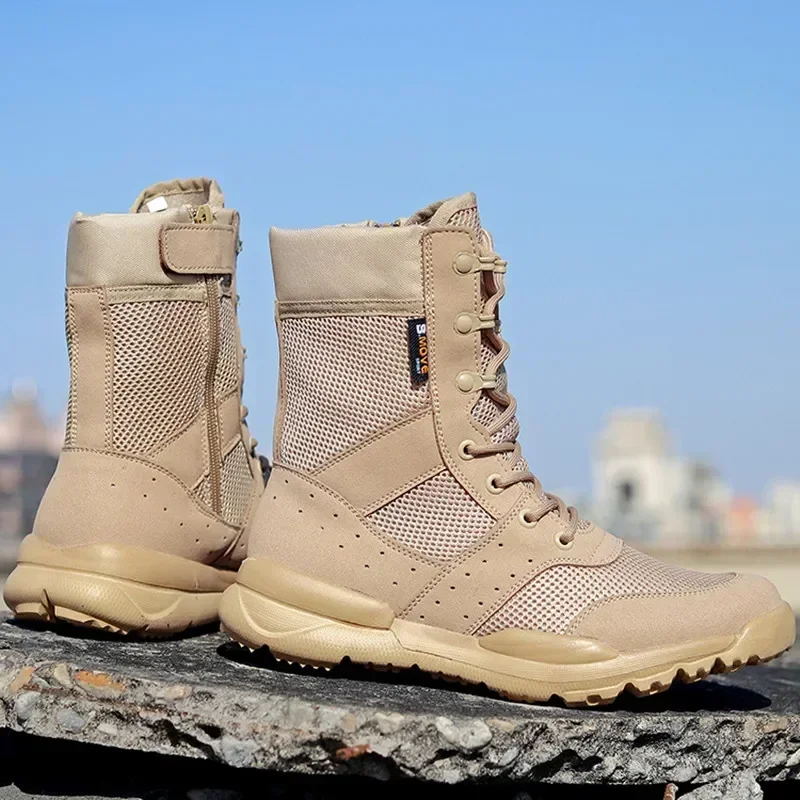 夏の戦闘訓練ブーツ作業靴軽量メッシュ通気性軍事戦術ブーツプラ - Men'S Shoes Zipper のレビューと価格