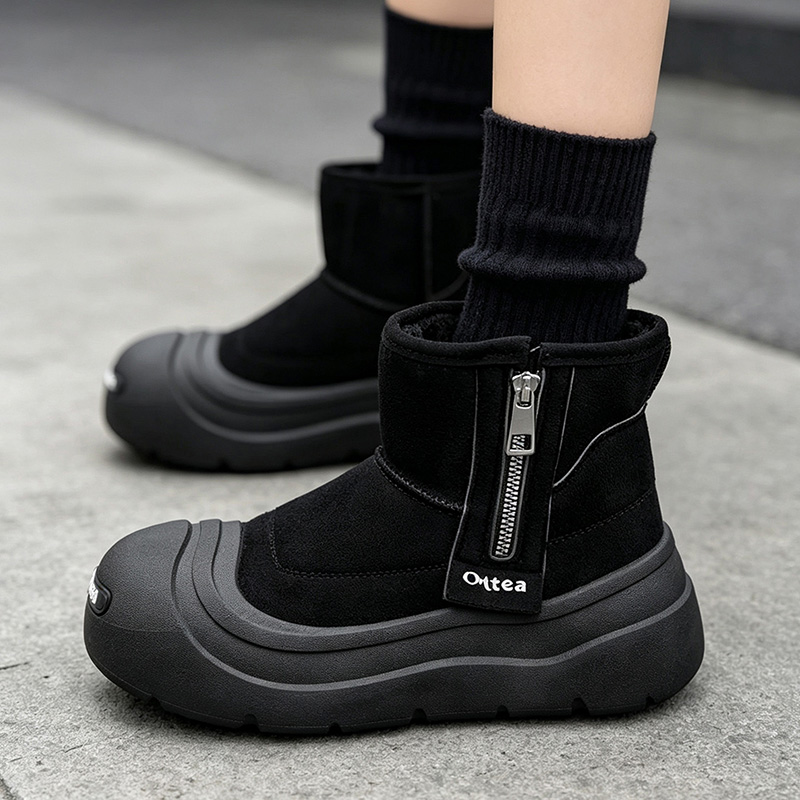 メンズスノーブーツ、暖かいフリース裏地付き、カップル向けの多 - Men'S Shoes Zipper のレビューと価格